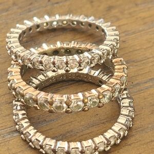 Elegant Gold and Silver Diamond Eternity Rings (costume Jewelry)